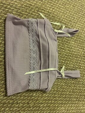 Lavender Waffle Knit Tank with Lace Trim